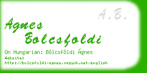 agnes bolcsfoldi business card